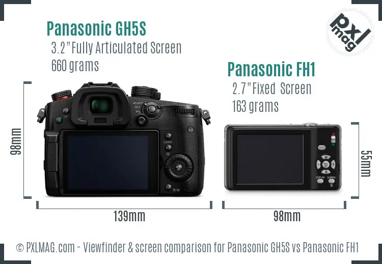 Panasonic GH5S vs Panasonic FH1 Screen and Viewfinder comparison