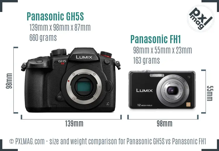 Panasonic GH5S vs Panasonic FH1 size comparison