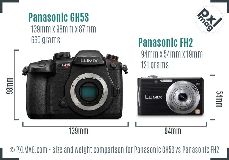 Panasonic GH5S vs Panasonic FH2 size comparison