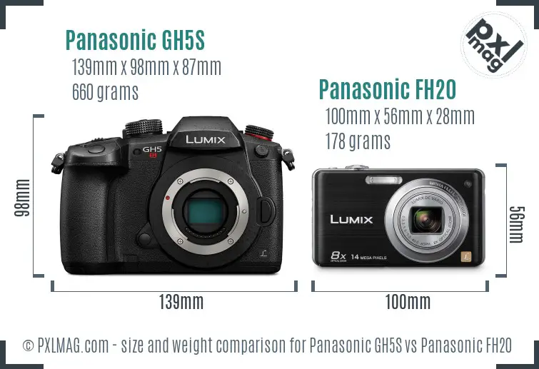 Panasonic GH5S vs Panasonic FH20 size comparison