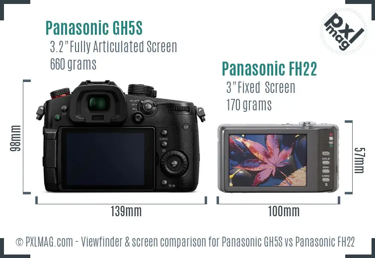 Panasonic GH5S vs Panasonic FH22 Screen and Viewfinder comparison