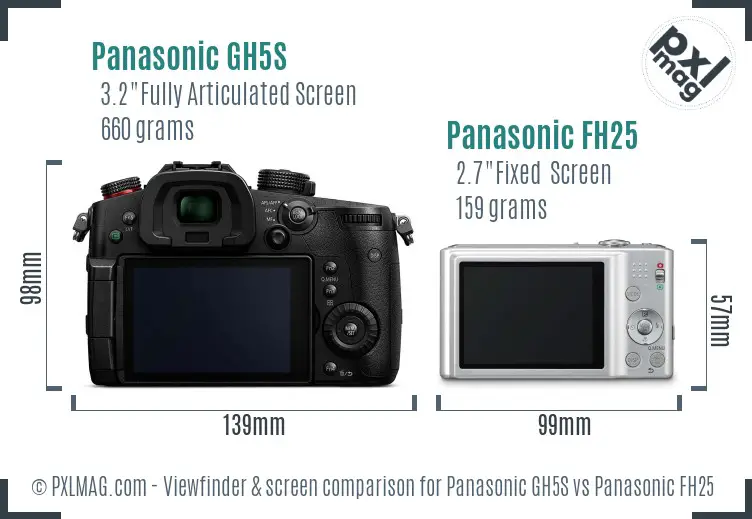 Panasonic GH5S vs Panasonic FH25 Screen and Viewfinder comparison
