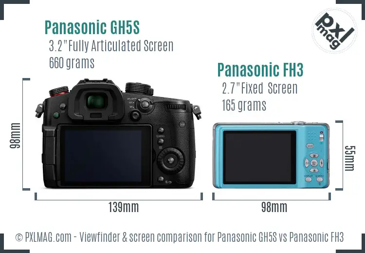 Panasonic GH5S vs Panasonic FH3 Screen and Viewfinder comparison
