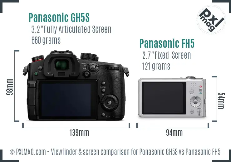 Panasonic GH5S vs Panasonic FH5 Screen and Viewfinder comparison