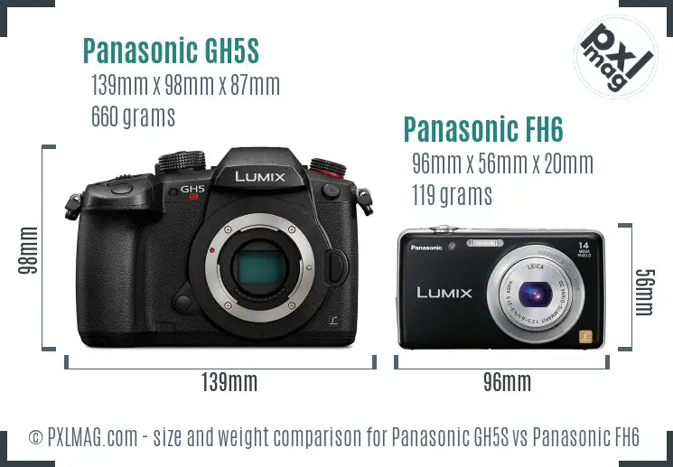 Panasonic GH5S vs Panasonic FH6 size comparison