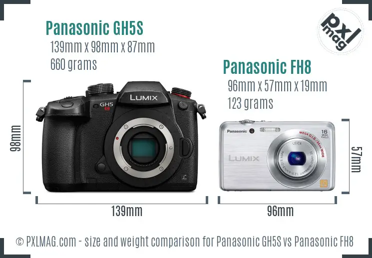 Panasonic GH5S vs Panasonic FH8 size comparison