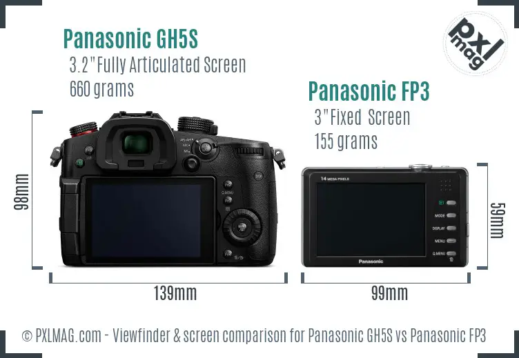Panasonic GH5S vs Panasonic FP3 Screen and Viewfinder comparison