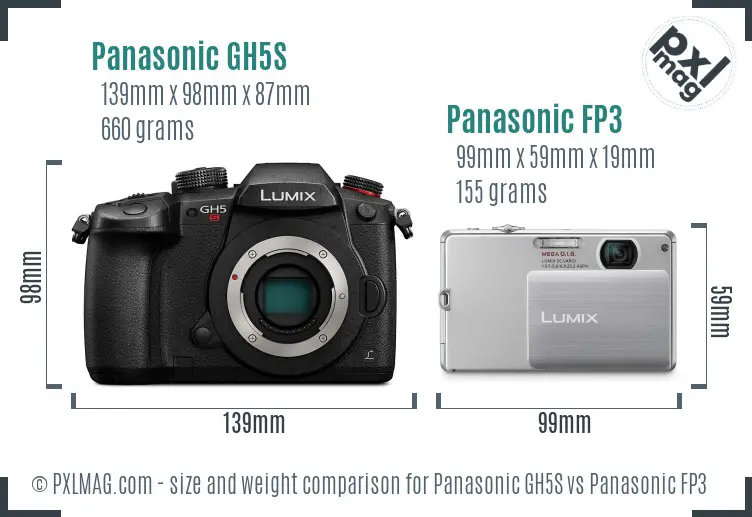 Panasonic GH5S vs Panasonic FP3 size comparison