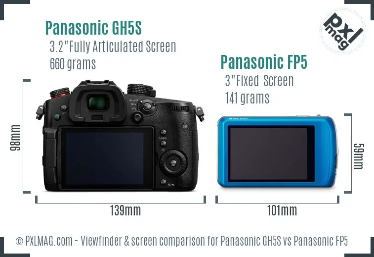 Panasonic GH5S vs Panasonic FP5 Screen and Viewfinder comparison