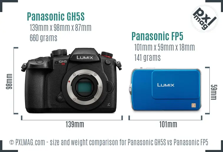 Panasonic GH5S vs Panasonic FP5 size comparison