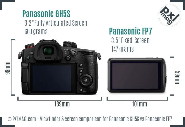Panasonic GH5S vs Panasonic FP7 Screen and Viewfinder comparison