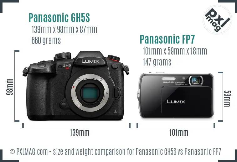 Panasonic GH5S vs Panasonic FP7 size comparison