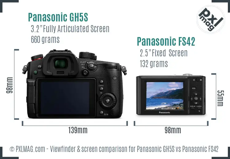 Panasonic GH5S vs Panasonic FS42 Screen and Viewfinder comparison