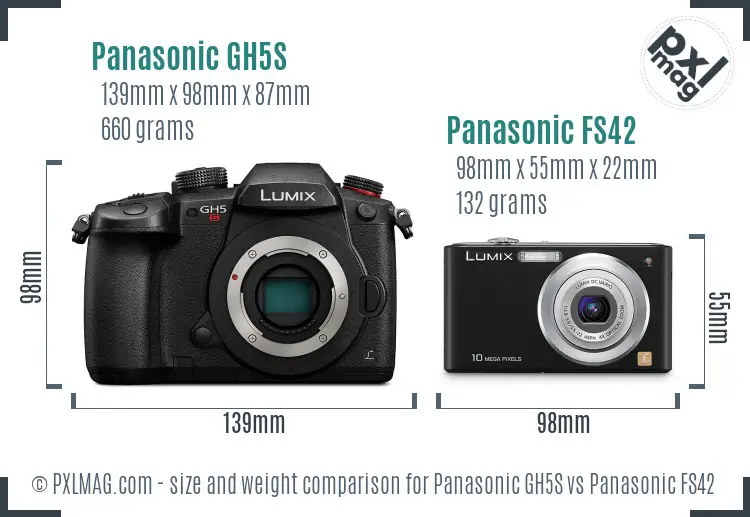 Panasonic GH5S vs Panasonic FS42 size comparison