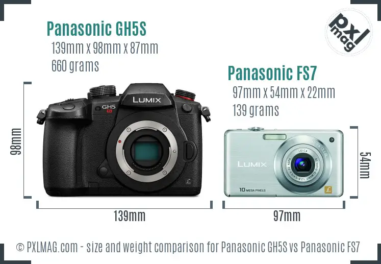 Panasonic GH5S vs Panasonic FS7 size comparison
