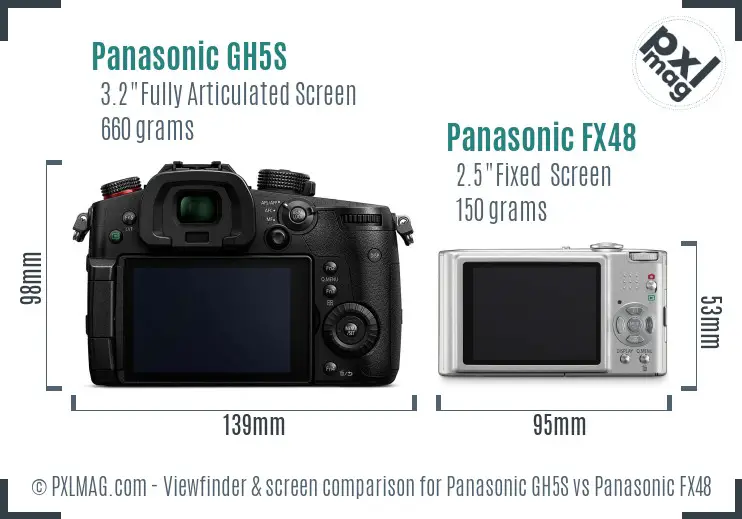 Panasonic GH5S vs Panasonic FX48 Screen and Viewfinder comparison