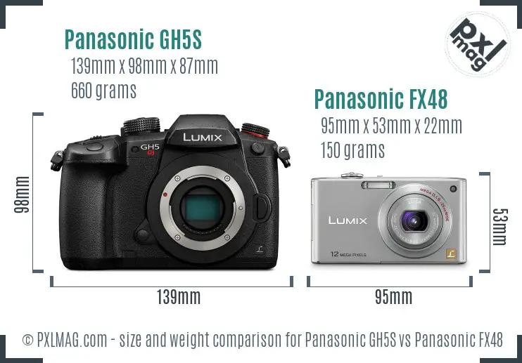 Panasonic GH5S vs Panasonic FX48 size comparison