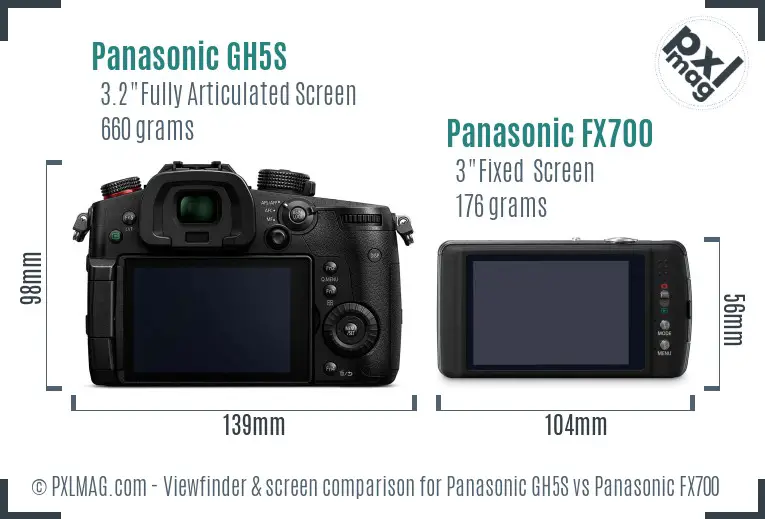 Panasonic GH5S vs Panasonic FX700 Screen and Viewfinder comparison