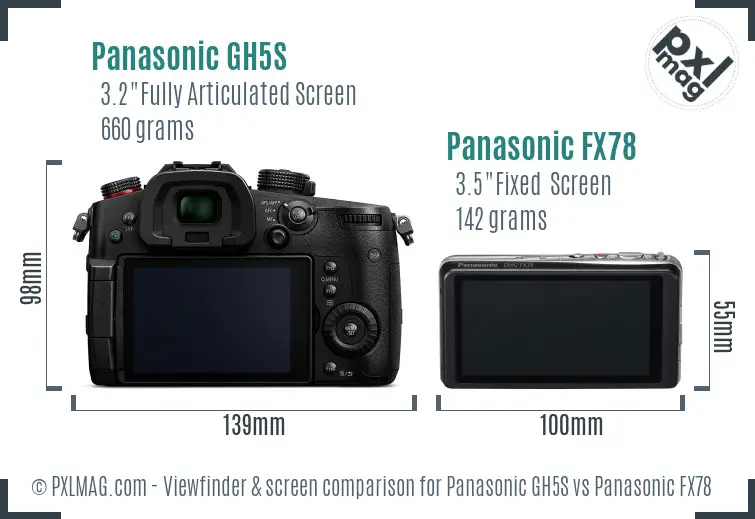 Panasonic GH5S vs Panasonic FX78 Screen and Viewfinder comparison