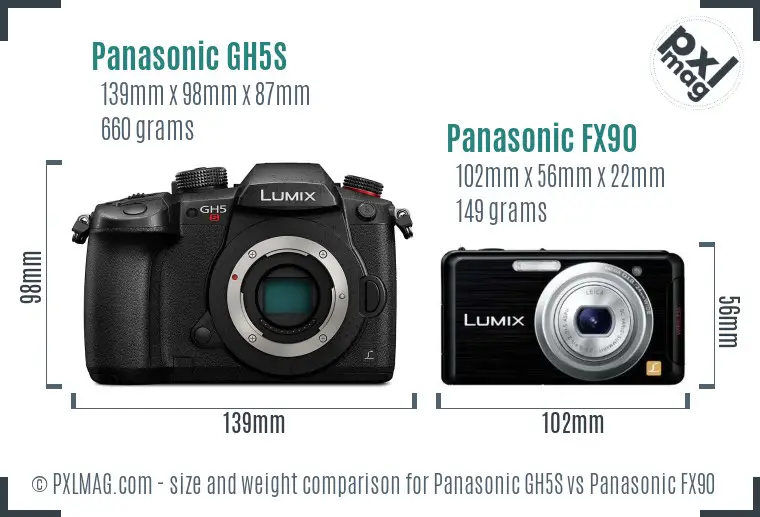 Panasonic GH5S vs Panasonic FX90 size comparison