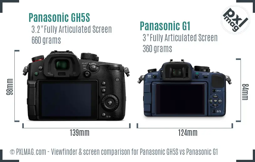 Panasonic GH5S vs Panasonic G1 Screen and Viewfinder comparison