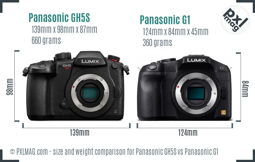 Panasonic GH5S vs Panasonic G1 size comparison