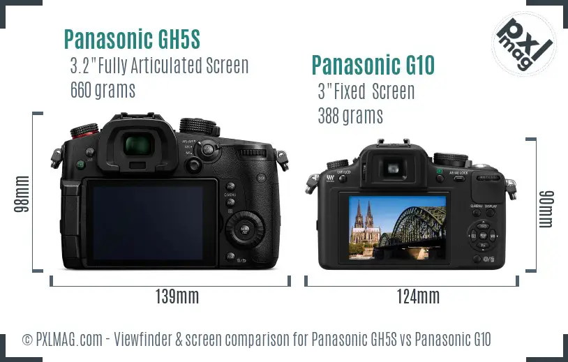 Panasonic GH5S vs Panasonic G10 Screen and Viewfinder comparison