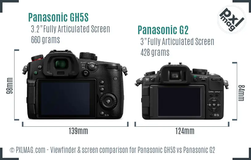Panasonic GH5S vs Panasonic G2 Screen and Viewfinder comparison