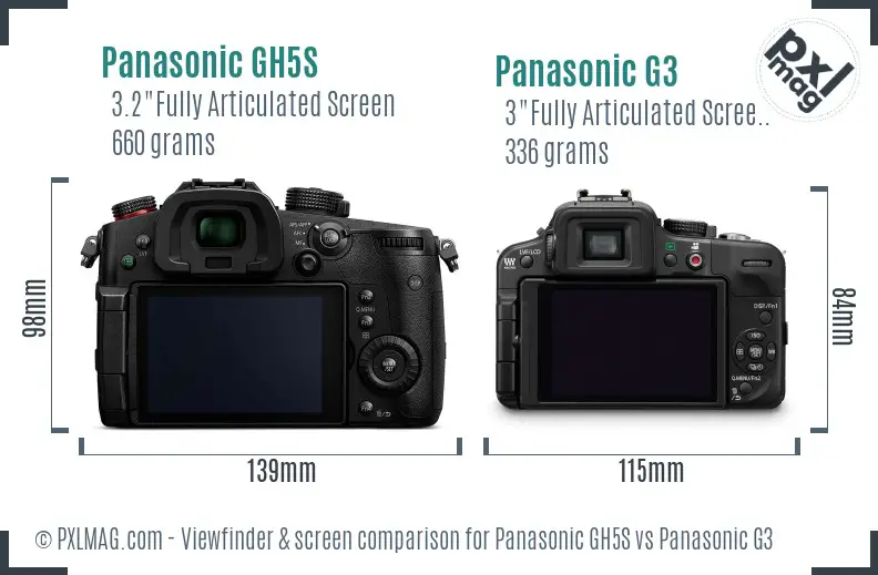 Panasonic GH5S vs Panasonic G3 Screen and Viewfinder comparison