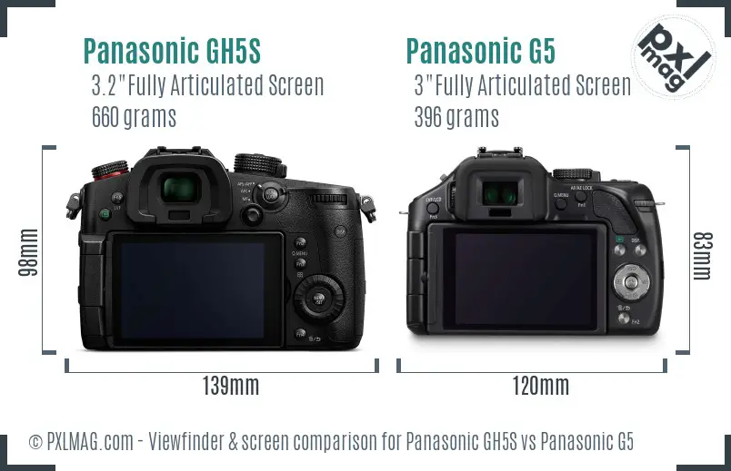 Panasonic GH5S vs Panasonic G5 Screen and Viewfinder comparison