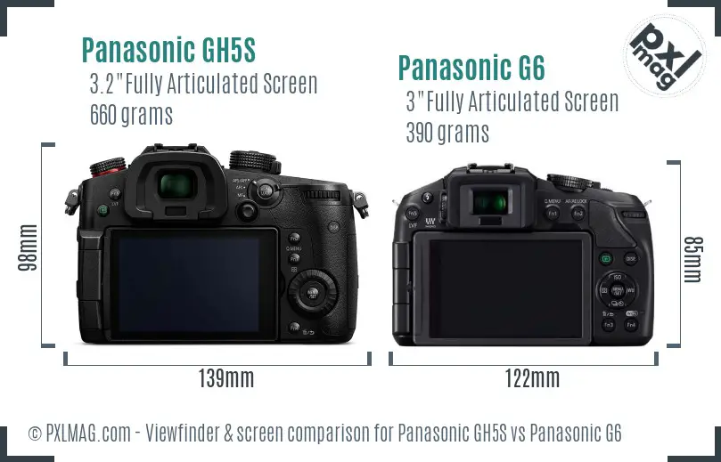 Panasonic GH5S vs Panasonic G6 Screen and Viewfinder comparison
