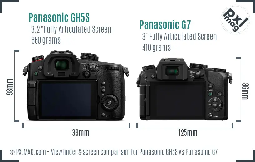 Panasonic GH5S vs Panasonic G7 Screen and Viewfinder comparison