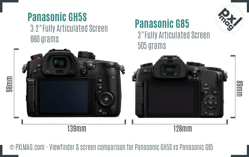 Panasonic GH5S vs Panasonic G85 Screen and Viewfinder comparison