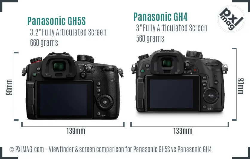 Panasonic GH5S vs Panasonic GH4 Screen and Viewfinder comparison