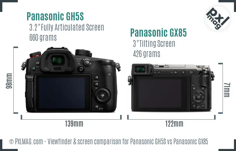 Panasonic GH5S vs Panasonic GX85 Screen and Viewfinder comparison