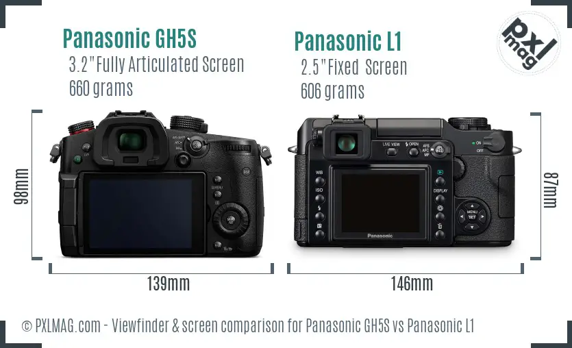 Panasonic GH5S vs Panasonic L1 Screen and Viewfinder comparison