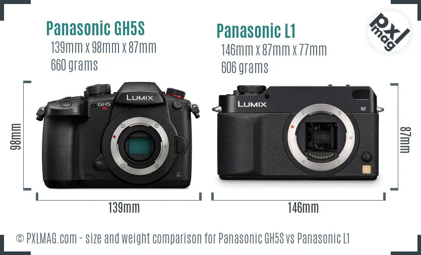 Panasonic GH5S vs Panasonic L1 size comparison