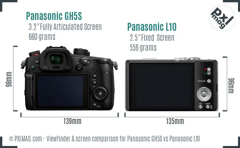 Panasonic GH5S vs Panasonic L10 Screen and Viewfinder comparison