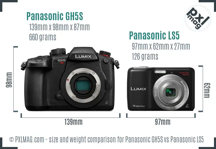 Panasonic GH5S vs Panasonic LS5 size comparison