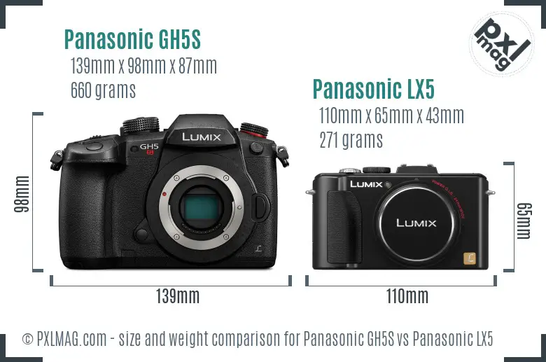 Panasonic GH5S vs Panasonic LX5 size comparison Panasonic GH5S vs Panasonic LX5 size comparison
