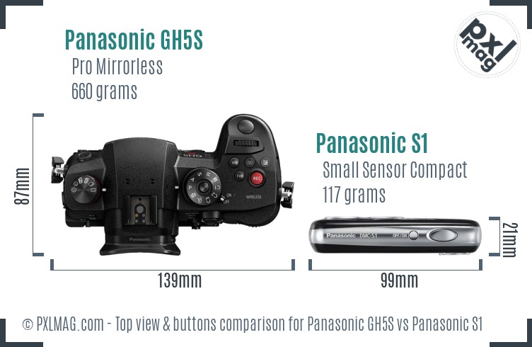 Panasonic GH5S vs Panasonic S1 top view buttons comparison