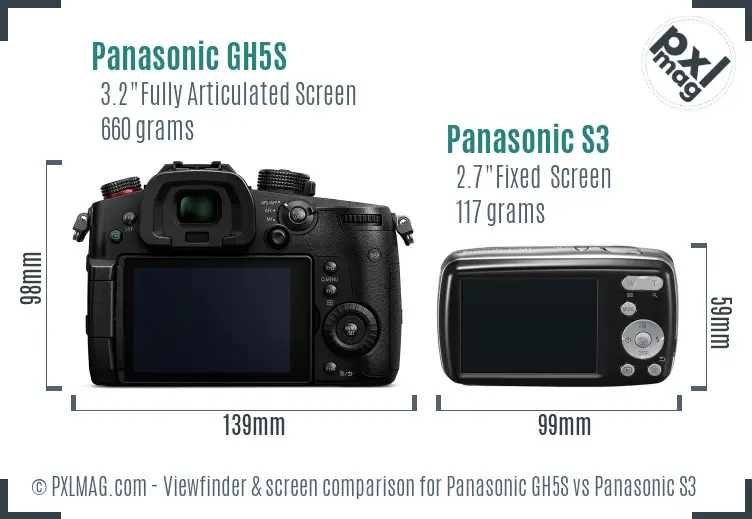 Panasonic GH5S vs Panasonic S3 Screen and Viewfinder comparison