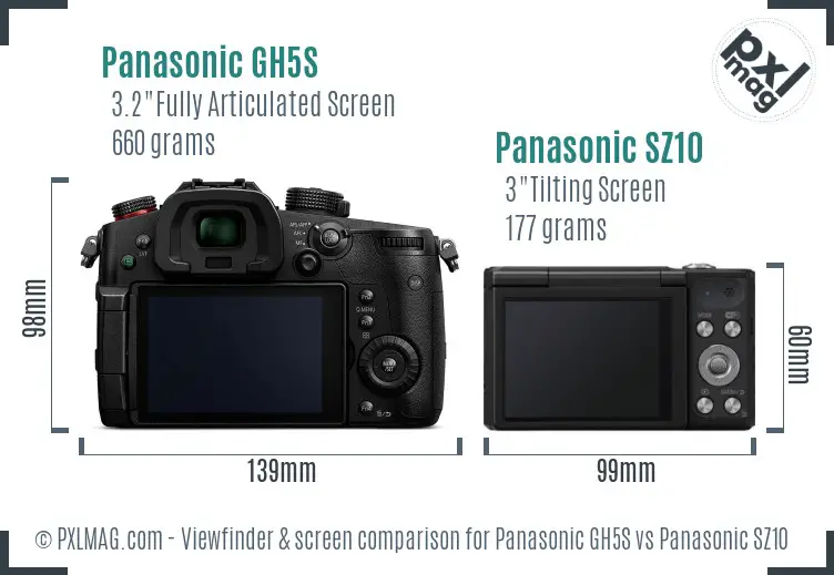 Panasonic GH5S vs Panasonic SZ10 Screen and Viewfinder comparison