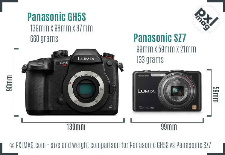 Panasonic GH5S vs Panasonic SZ7 size comparison Panasonic GH5S vs Panasonic SZ7 size comparison