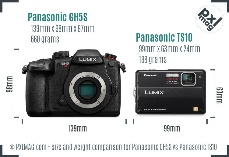 Panasonic GH5S vs Panasonic TS10 size comparison
