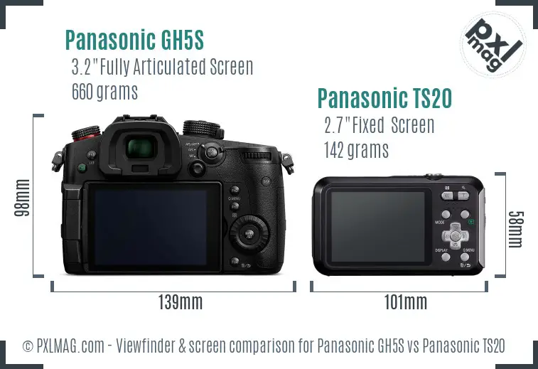 Panasonic GH5S vs Panasonic TS20 Screen and Viewfinder comparison