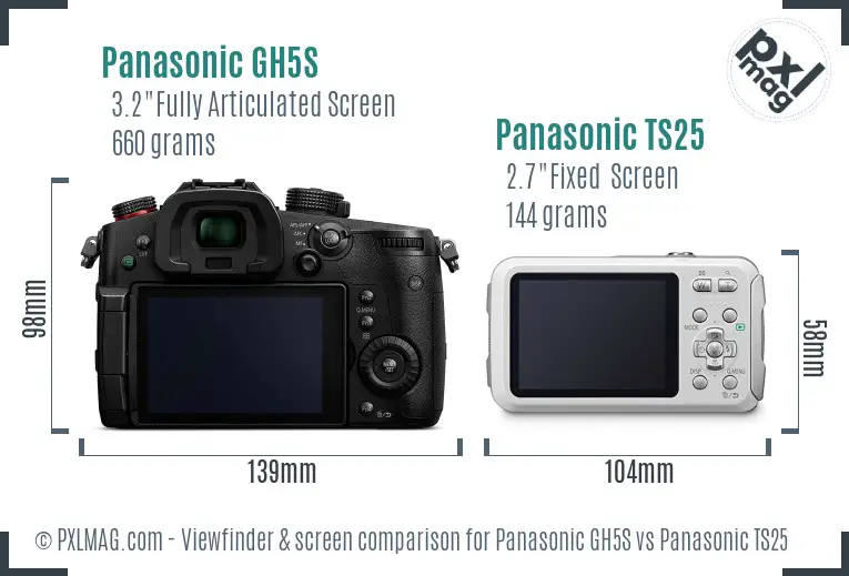 Panasonic GH5S vs Panasonic TS25 Screen and Viewfinder comparison