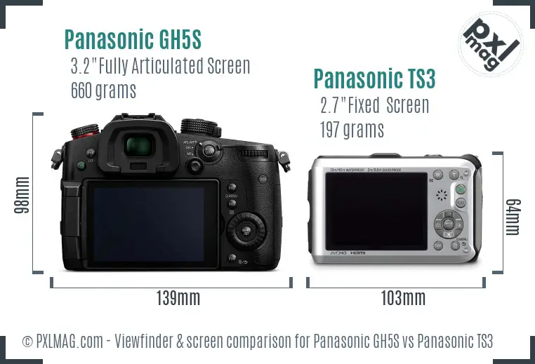 Panasonic GH5S vs Panasonic TS3 Screen and Viewfinder comparison Panasonic GH5S vs Panasonic TS3 Screen and Viewfinder comparison