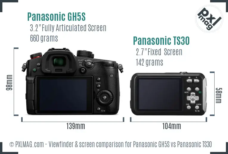 Panasonic GH5S vs Panasonic TS30 Screen and Viewfinder comparison