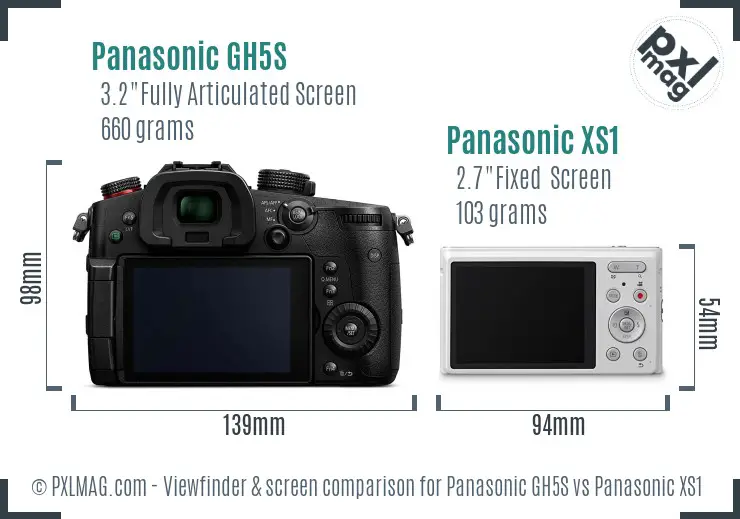 Panasonic GH5S vs Panasonic XS1 Screen and Viewfinder comparison